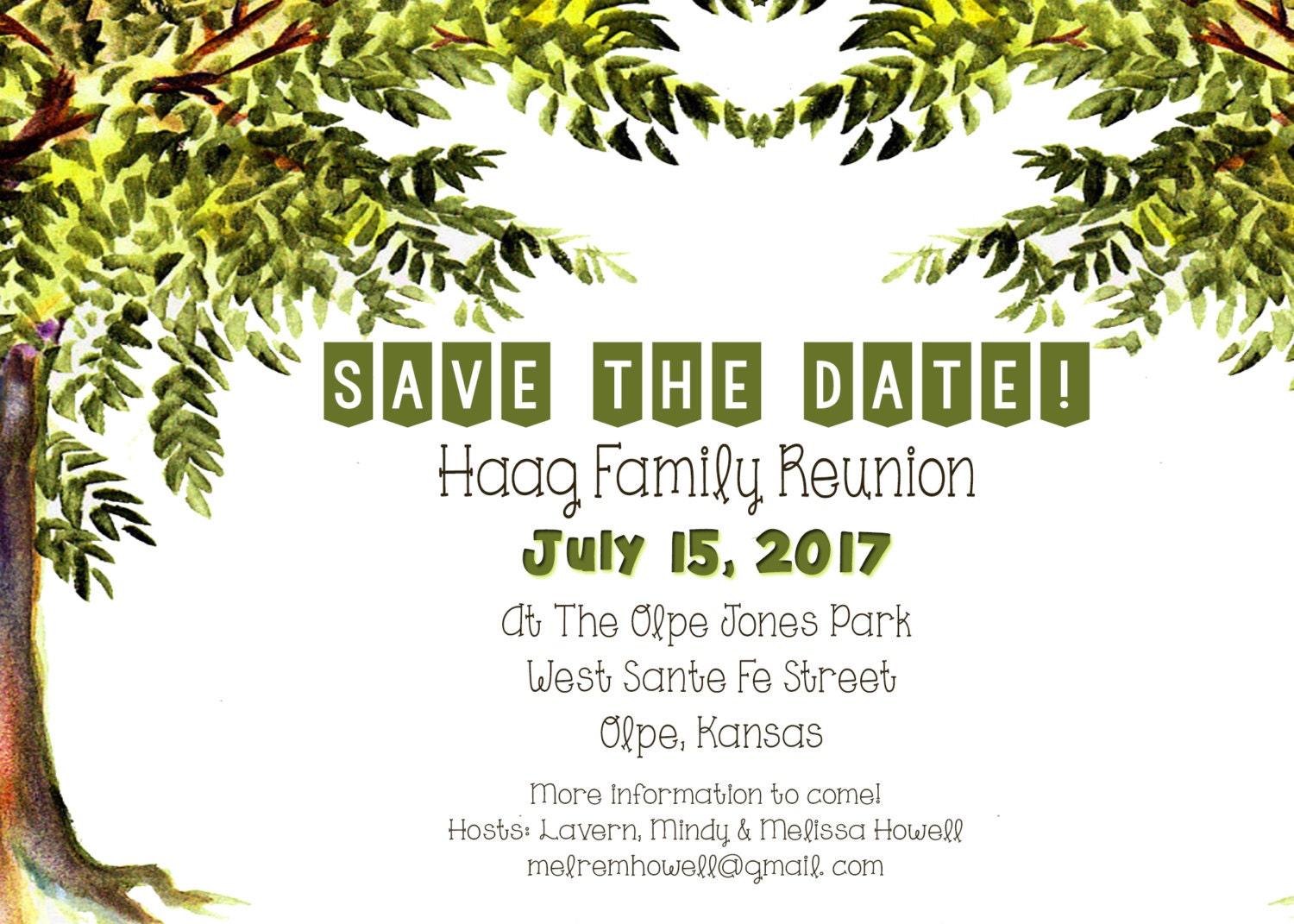 Save The Date Flyer Family Reunion Trees PRINTABLE DIGITAL
