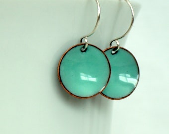 Robin's Egg Blue Enamel Earrings - Enamel Jewelry