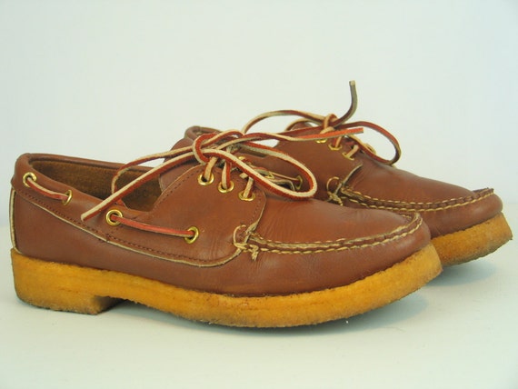 Moccasins Boat Shoes Vintage 1970's Quoddy Hand Sewn in