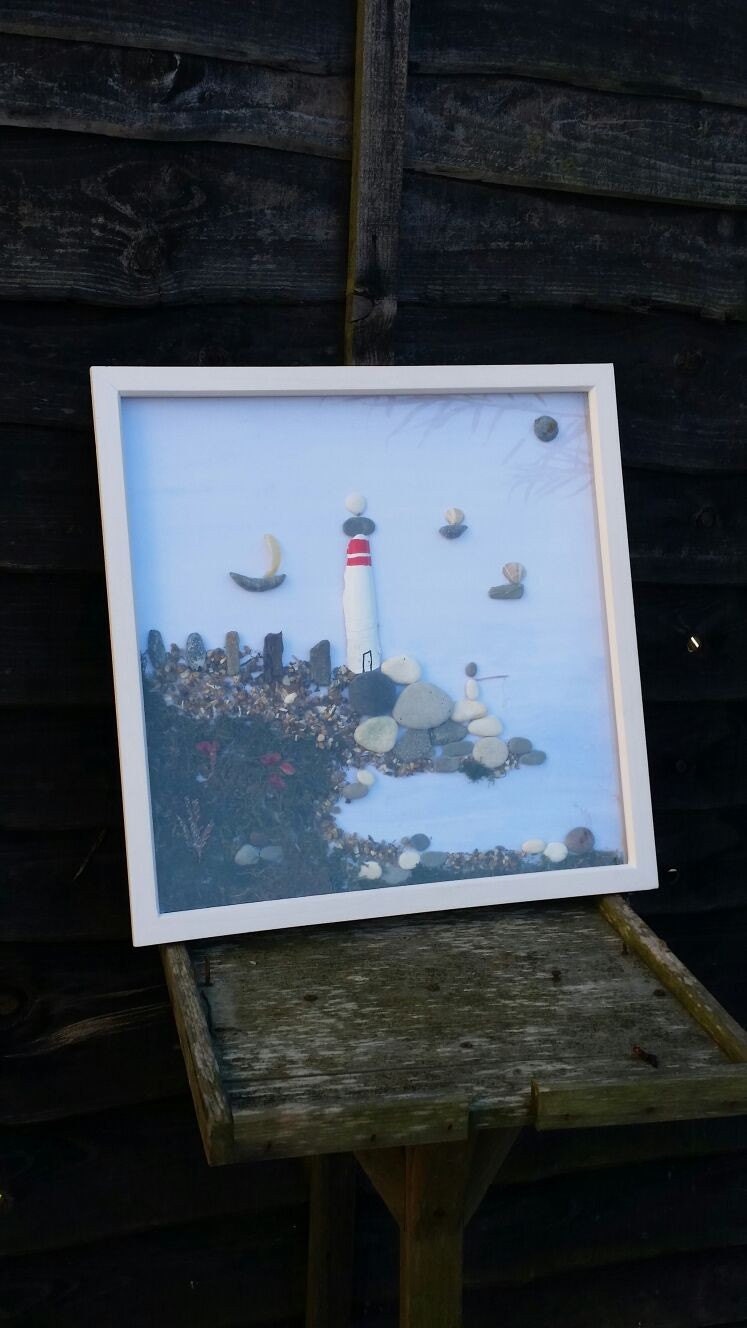 Pebble Art Pebbles Pebble Lighthouse Framed Art Lighthouse