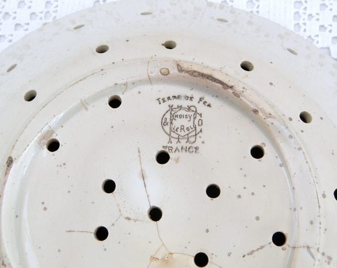 Antique French Ironware " Terre de Fer " Chroisy le Roi Strainer Plate, Berry Bowl, Cheese, Colander, French Country, Cottage, Shabby, Chic Antique French Ironware " Terre de Fer " Chroisy le Roi Strainer Plate, Berry Bowl, Cheese, Colander, French Country, Cottage, Shabby, Chic