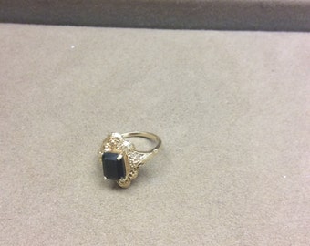 Vintage Black Onyx filligree Ring