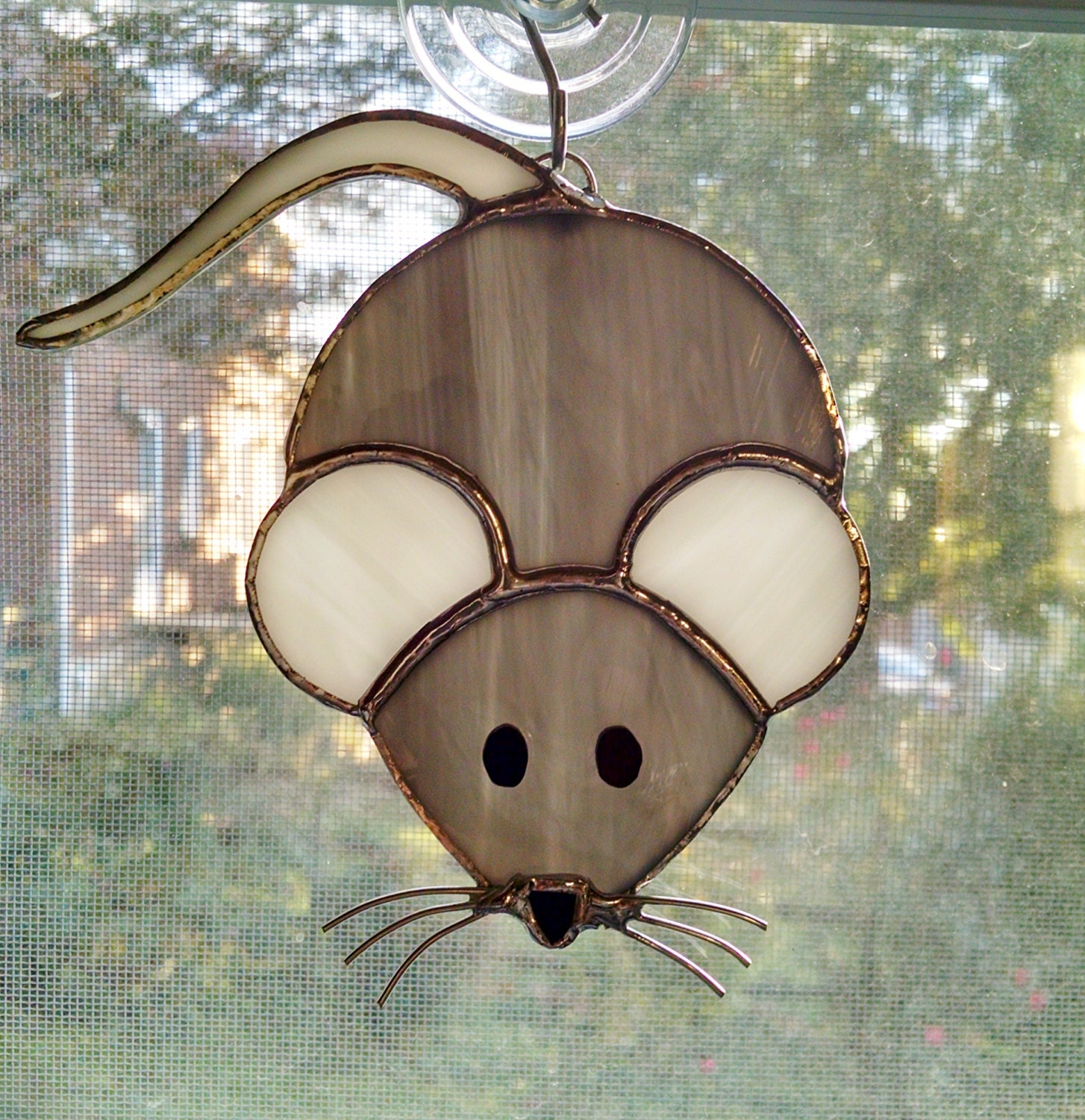 Stained Glass Mouse Suncatcher Mouse Ornament Glass Art