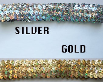 Stretch Sequin Headband available in Silver or Gold