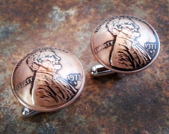 1977 40th Birthday Penny Cuff Links 40th Anniversary Fathers Day 40th Birthday Gift Coin Jewelry made from a 1977 Penny