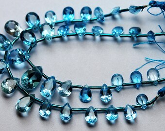 17 Pcs,Finest Quality,AAA Natural Swiss Blue Topaz Micro Faceted Pear Shape,6-9mm