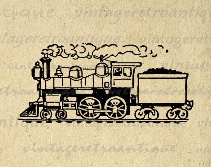 Printable Train Image Digital Locomotive Art Download Antique Graphic Illustration Vintage Train Clip Art Jpg Png Eps HQ 300dpi No.3000