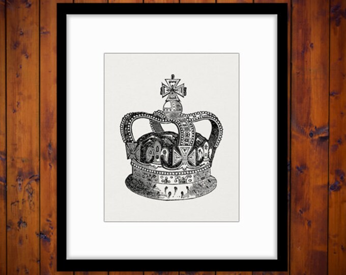 Digital Image Royal Crown Graphic Deluxe Printable Download Antique Clip Art Jpg Png Eps HQ 300dpi No.701