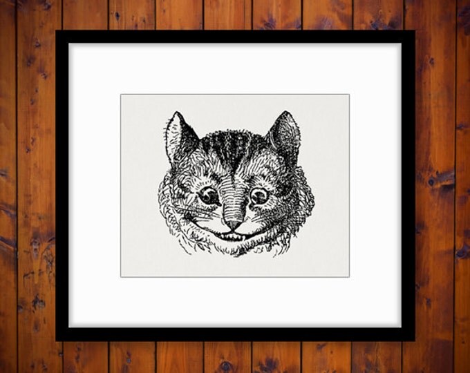 Alice in Wonderland Cheshire Cat Digital Image Graphic Illustration Printable Download Vintage Clip Art Jpg Png Eps HQ 300dpi No.1470