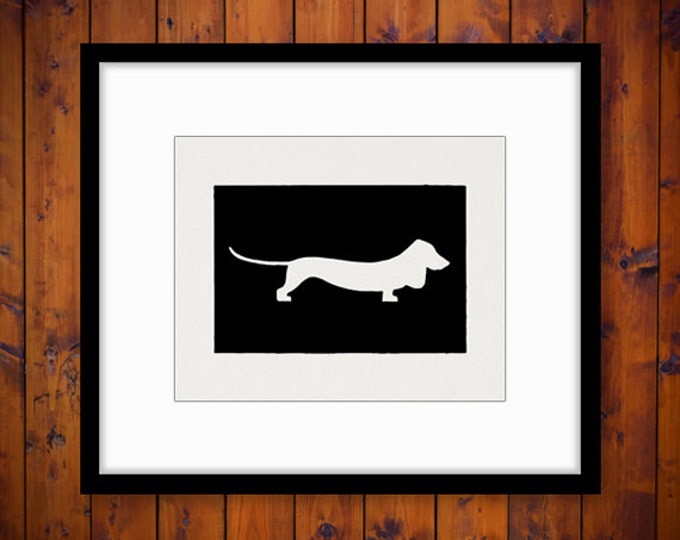 Printable Dachshund Dog Silhouette Image Digital Weiner Dog Graphic Download Vintage Clip Art Jpg Png Eps HQ 300dpi No.3332