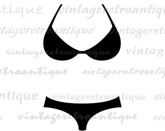 Bikini Icon Digital Graphic Image Summer Download Printable Artwork Vintage Clip Art Jpg Png Eps HQ 300dpi No.4314