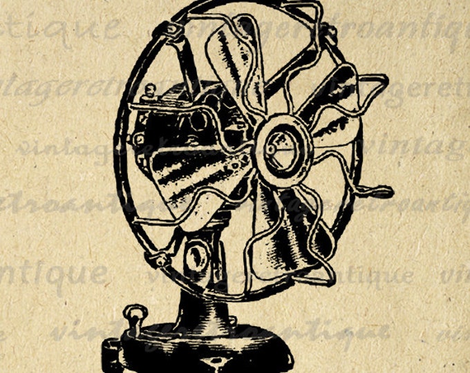 Classic Electric Fan Printable Image Graphic Vintage Illustration Digital Download Jpg Png Eps HQ 300dpi No.1544