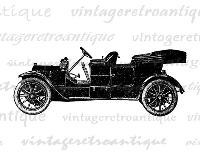 Antique Car Digital Image Download Automobile Graphic Illustration Printable Vintage Clip Art Jpg Png Eps HQ 300dpi No.3518