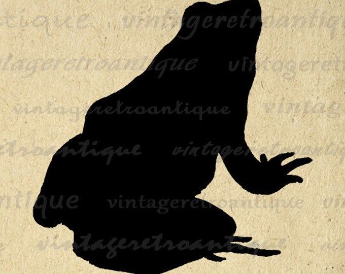 Digital Image Frog Silhouette Graphic Illustration Printable Download Antique Clip Art Jpg Png Eps HQ 300dpi No.3311