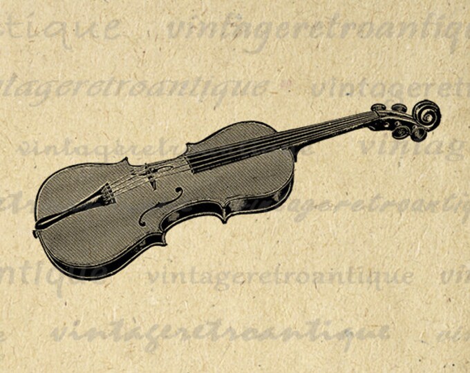 Printable Violin Image Graphic Music Illustration Download Digital Vintage Clip Art Jpg Png Eps HQ 300dpi No.1478