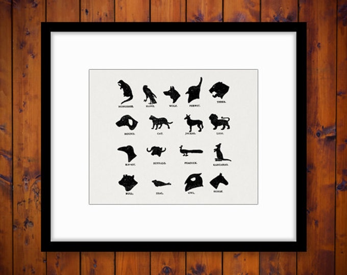 Animal Silhouettes Image Graphic Digital Collage Sheet Printable Download Vintage Clip Art Jpg Png Eps HQ 300dpi No.998