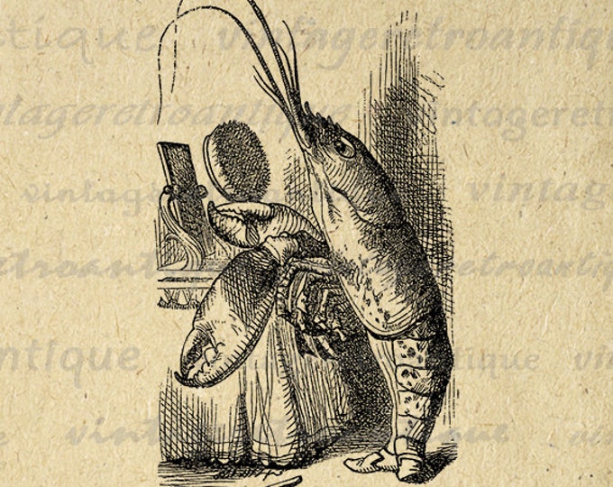 Digital Image Alice in Wonderland Download The Lobster Printable Graphic Vintage Clip Art Jpg Png Eps HQ 300dpi No.045