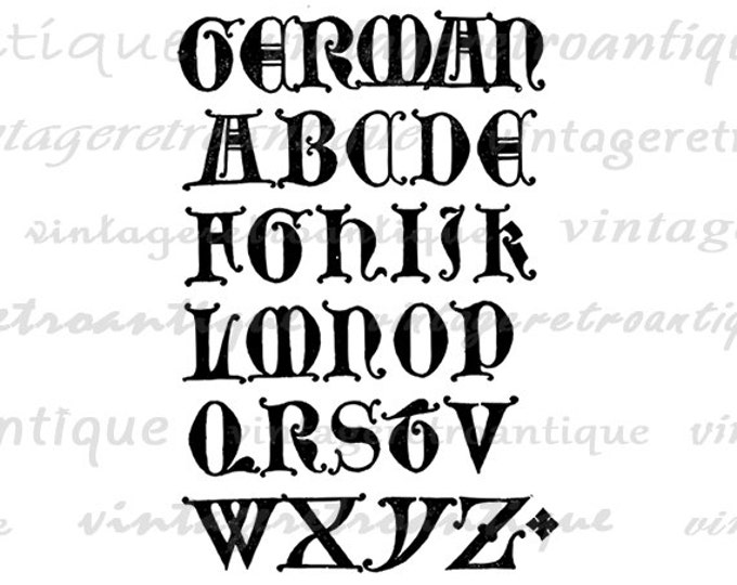 Digital Image German Gothic Medieval Alphabet Graphic Printable Download Antique Clip Art HQ 300dpi No.1026