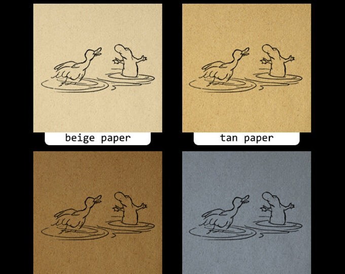 Digital Image Duck and Platypus Download Graphic Cartoon Illustration Printable Vintage Clip Art Jpg Png Eps HQ 300dpi No.1824