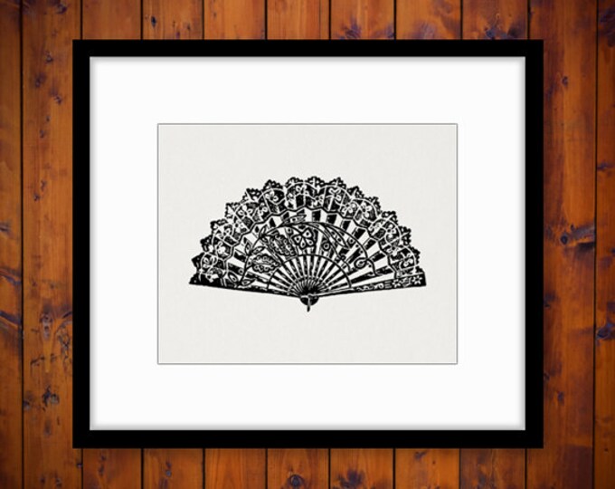 Printable Digital Chinese Fan Graphic Oriental Fan Image Download Vintage Clip Art Jpg Png Eps HQ 300dpi No.1405