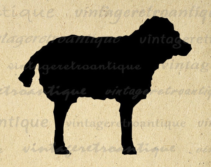 Digital Image Sheep Silhouette Download Sheep Illustration Graphic Farm Animal Lamb Printable for Transfers Tea Towels etc HQ 300dpi No.4684