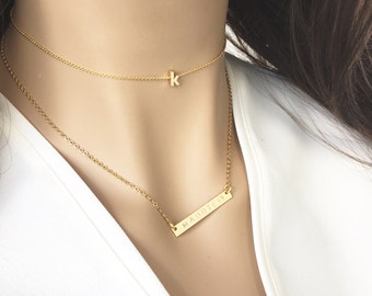 Gold initial choker- rose gold silver dainty letter choker-minimal delicate lowercase initial choker- teen gift- best friend gift birthday