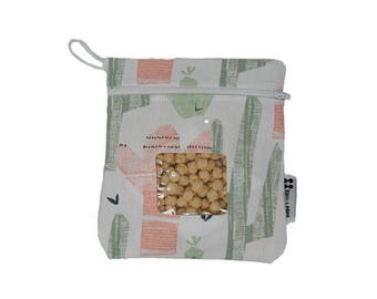 Cactus Reusable Snack Bag or Carrying Pouch- BPA Free and Dishwasher Safe- Ready to Ship