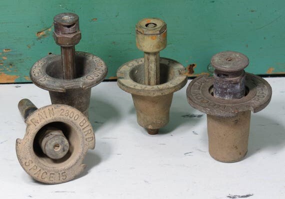 4 Vintage Brass Popup Sprinkler Heads Rain Bird Space 15