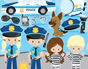 80% OFF SALE Police clipart commercial use, police officer vector graphics, police kids digital clip art, digital images - CL964