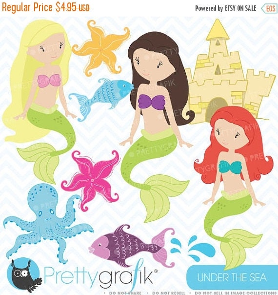 80% OFF SALE Mermaid clipart commercial use, vector graphics, digital clip art, digital images - CL458 Il_570xn
