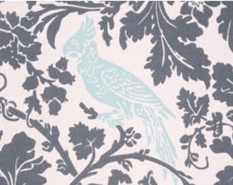 Pick Your Yardage Barber in Dark Grey/ Powder Blue Birds, 100% Cotton Fabric