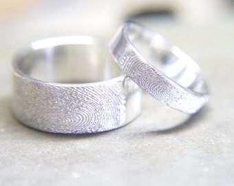 Fingerprint ring band, Wedding rings, Fingerprint jewellery, Couples jewellery, Gift for her, Gift for him