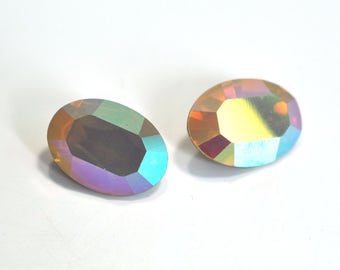 Swarovski 14x10mm Oval Shape 4128 Sand Opal AB 2 Pieces