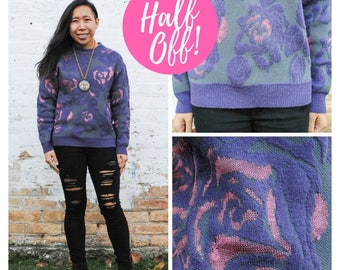 Comfy Sweater - Purple Comfy Sweater Purple Sweater Lavender Sweater Floral Sweater Purple Sweatshirt Comfy Floral Sweater Warm Sweater