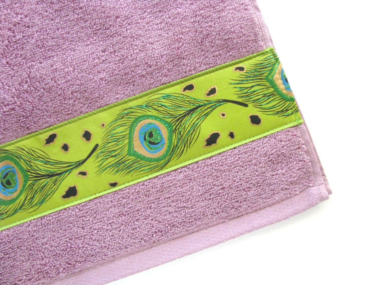 More Colors Peacock feather purple bathroom towels by AugustAve