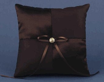 Mocha Chocolate Brown Satin Wedding Ring Bearer Pillow