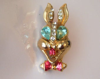 Vintage Rabbit Brooch. Strange Unusual Rabbit Brooch. Mid Century.