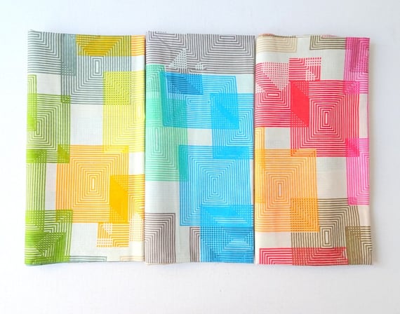 Geometric lightweight fabric in pastel colors, multi colors Indian fabric, soft colors dress fabric, quilting, half yard