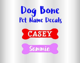 Personalized Dog Bone Name Decal, Dog Food Bowl Decal, Dog Bone Decal, Car Decal, Custom Vinyl Decal, Pet Name Decal