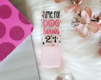 21st Birthday shot glass, 21st Birthday Gift for Her, Glitter Shot Glass, 21st Birthday Gift,21 Bitches,Funny Shot Glass,21st Birthday Glass