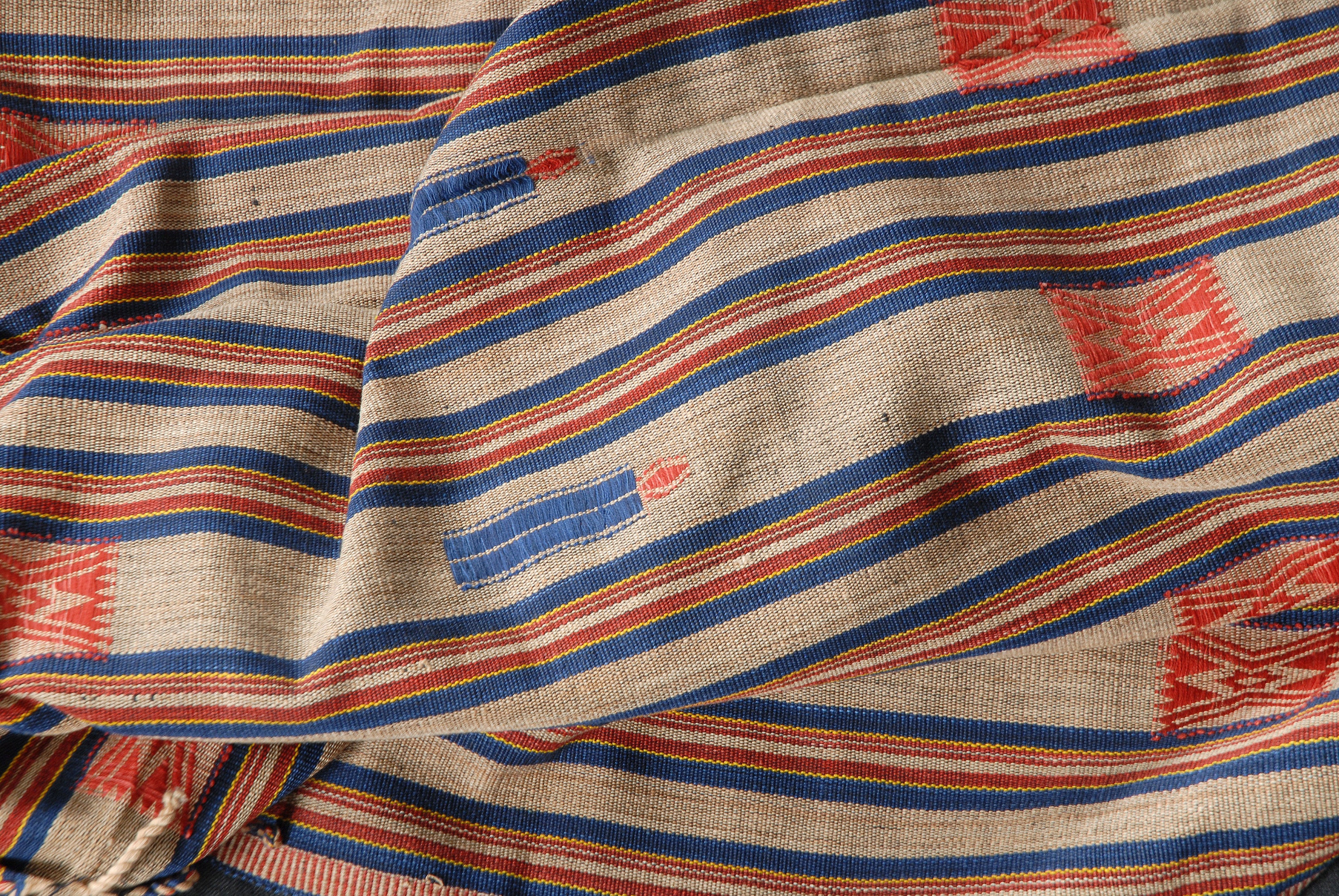 Naga Cotton Textile Burma Myanmar India Nagaland Stripe Pattern Red 