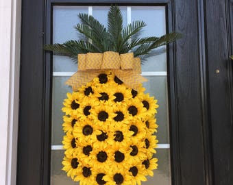 Pineapple Wreath, Sunflower Wreath, Spring Wreath, Summer Wreath, Fruit Wreath, Aloha Wreath, Welcome Wreath, Hawaiian Wreath
