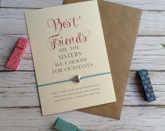 Best Friends Friendship Bracelet, Wish Bracelet,Friend bracelet, Best Friends Gift, Christmas Friend, Bestie, Sterling Silver Friend Gift,