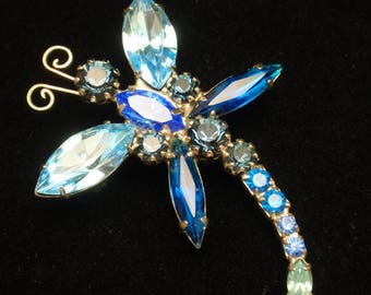 Rhinestone Dragonfly Pin Vintage