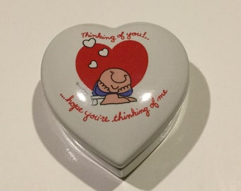 Vintage Ziggy Heart Shaped Trinket Box with "Thinking of you! Hope you're Thinking of Me. 1981