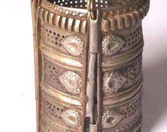 Single Authentic Vintage Long Kuchi Tribal Gypsy Patterned Bellydance Cuff Bracelet