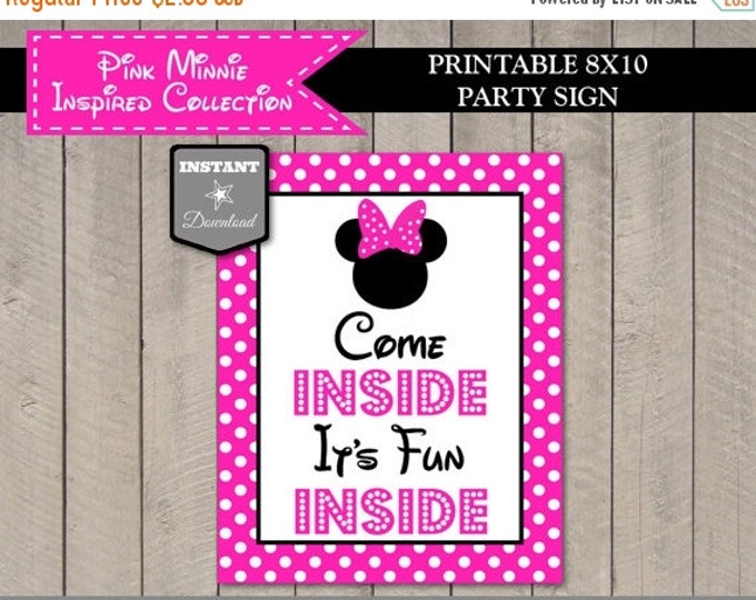 SALE INSTANT DOWNLOAD Hot Pink Mouse 8x10 Come Inside, It's Fun Inside Printable Party Sign / Hot Pink Mouse Collection / Item #1704