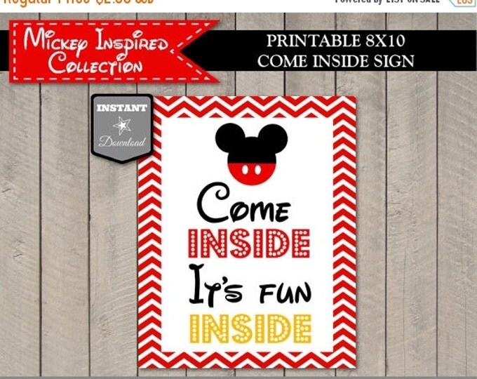 SALE INSTANT DOWNLOAD Chevron Mouse Come Inside, It's Fun Inside Party Sign / Printable 8x10 / Classic Mouse Collection / Item #1530