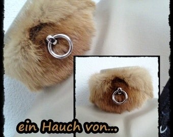 Collar real fur & ring the * O * 4-100