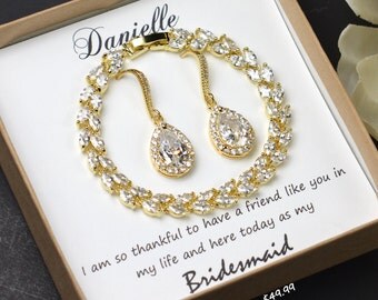 Gold Wedding Jewelry Bridesmaid Gift Bridesmaid Jewelry Bridal Jewelry tear Drop Earrings Cubic Zirconia dangle Earrings ,bridesmaid gift